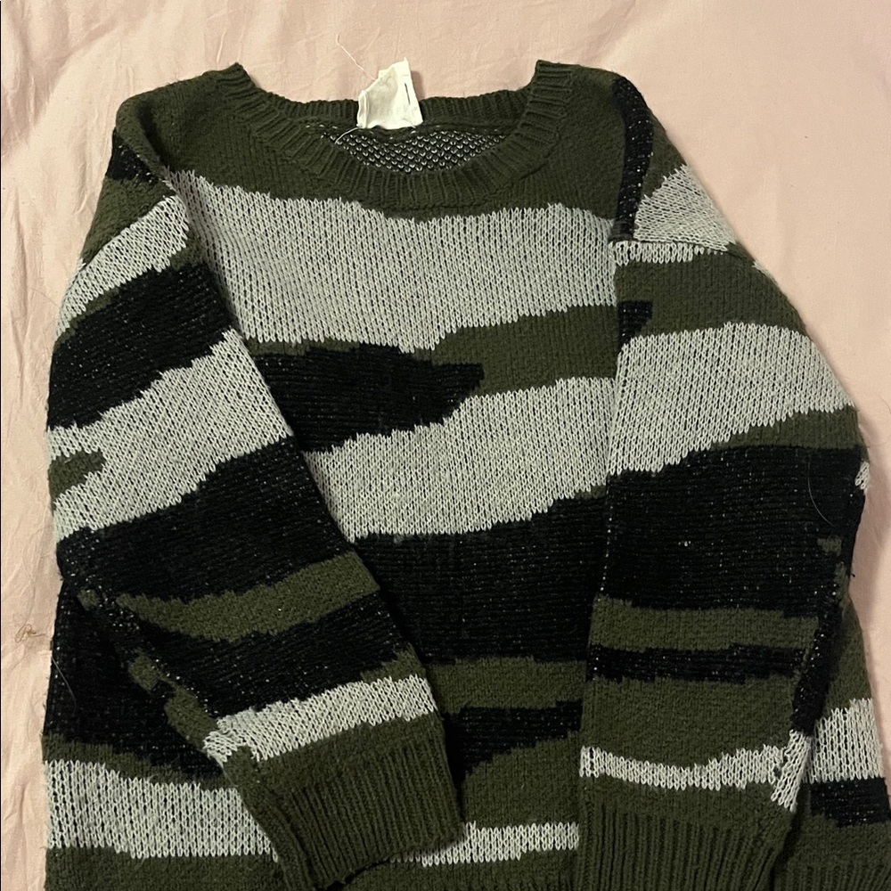 Hayden Men's Striped Crewneck Sweater - Olive, Black, Gray
